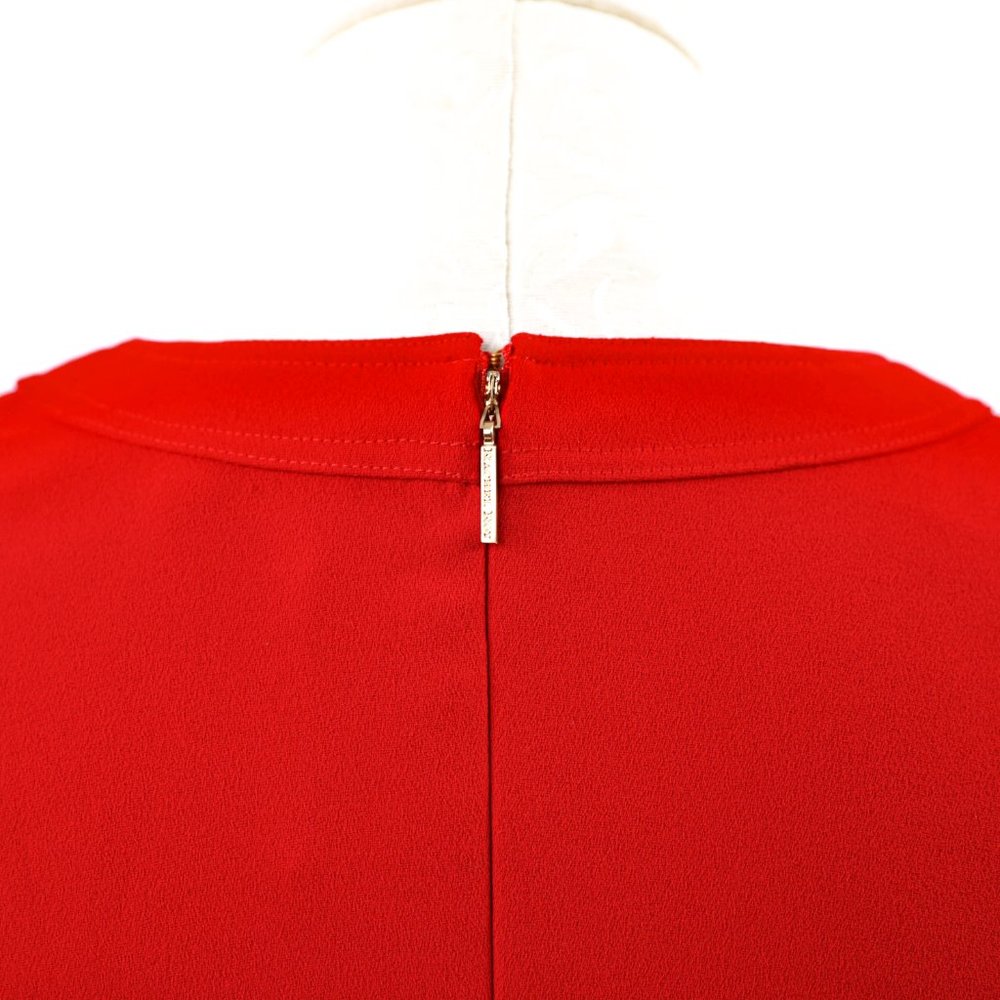 Runway Rachel Roy Y2K RTW Red Dress S Midi Work Christmas Holiday Party Sheath - Picture 4 of 9